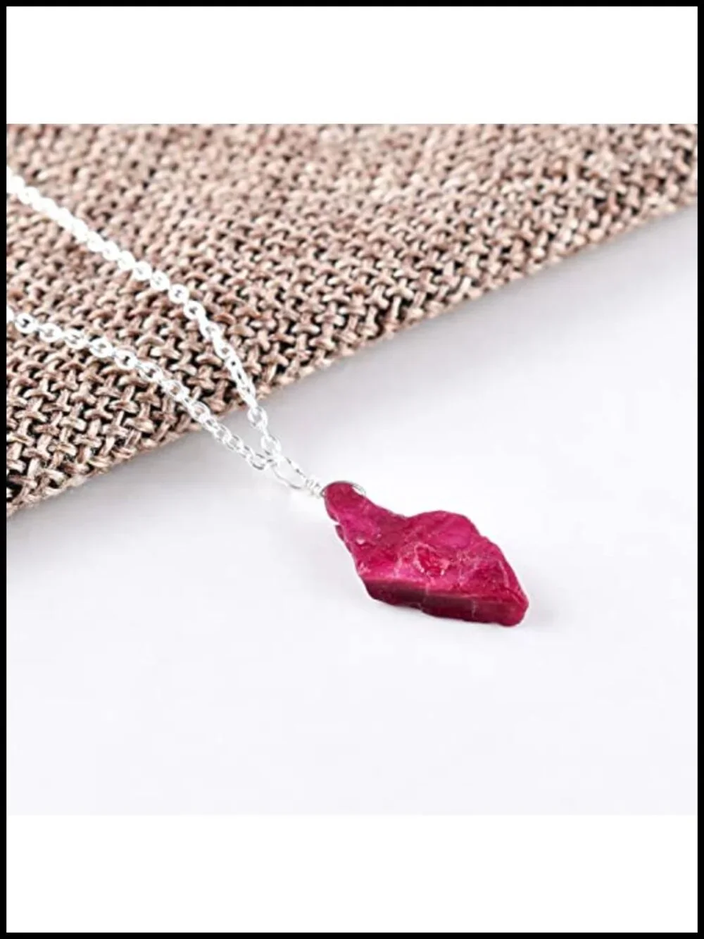 Handmade Raw Ruby Pendant Necklace, 18